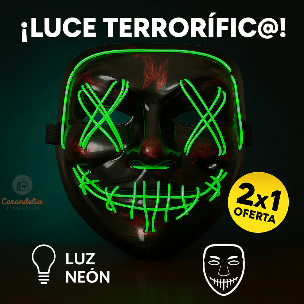 OFERTA 2X1 🪓MÁSCARA LUZ NEÓN LED🎃 LA PURGA 💀