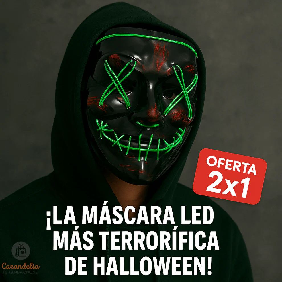 OFERTA 2X1 🪓MÁSCARA LUZ NEÓN LED🎃 LA PURGA 💀