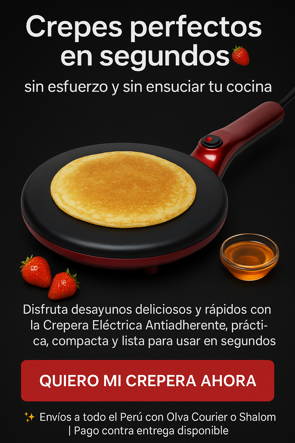 ChefHome™ Crepera Pro Antiadherente – Desayunos en casa sin complicaciones
