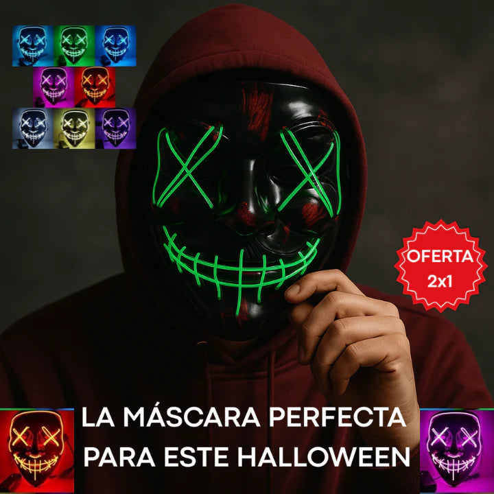 OFERTA 2X1 🪓MÁSCARA LUZ NEÓN LED🎃 LA PURGA 💀