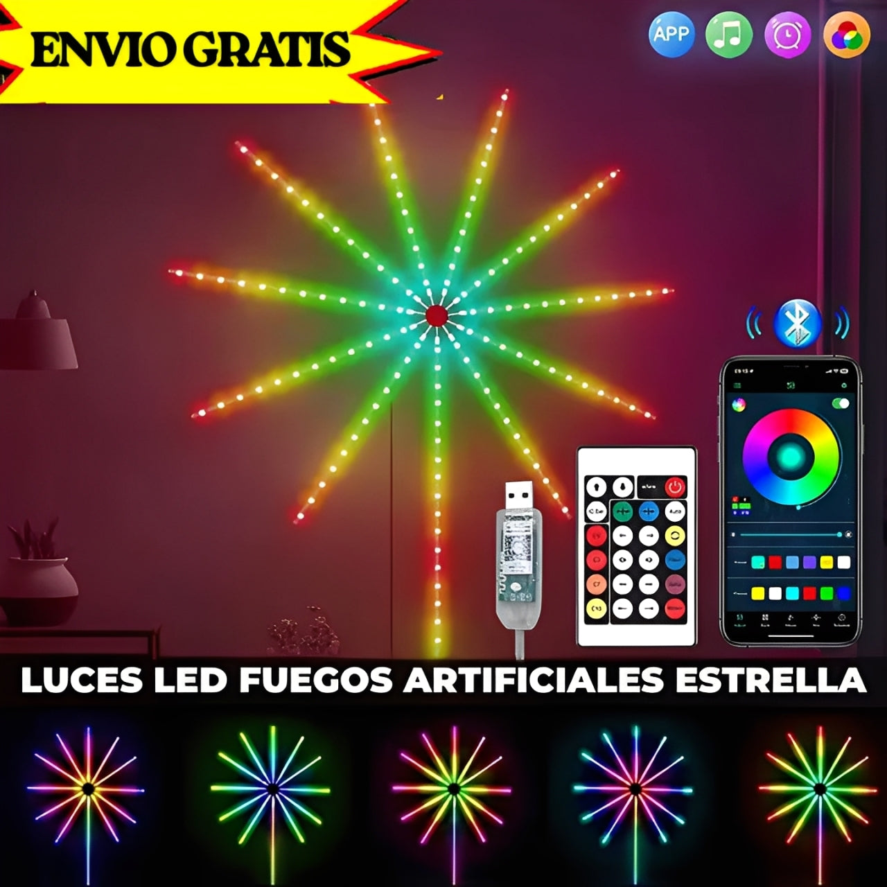 OFERTA PREVENTA NAVIDEÑA Luz Led Fuegos Artificiales Estrella 🌟