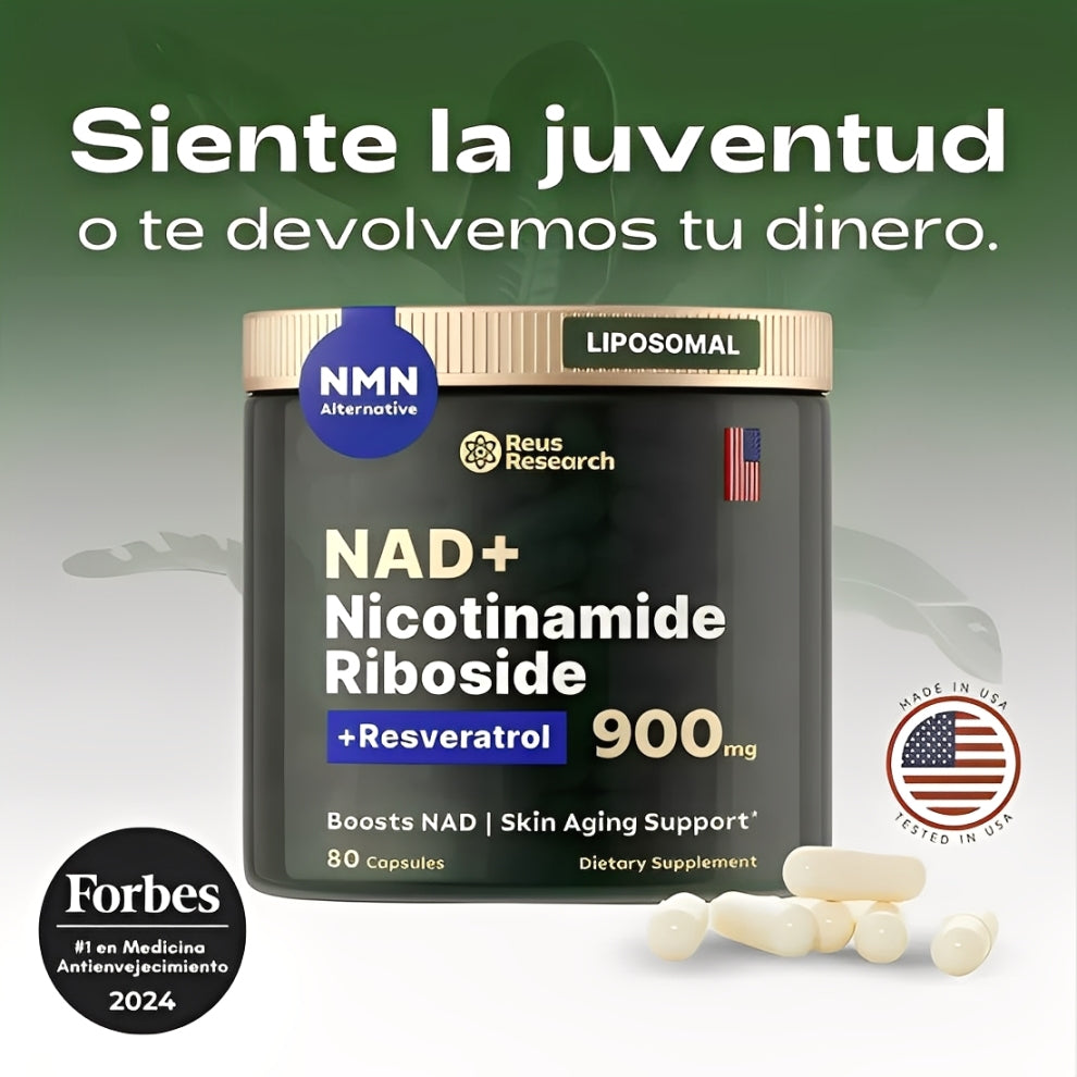 Restaura tu energía, rejuvenece tus células y potencia tu mente con NAD+ RESVERATROL